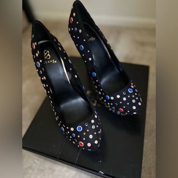 JustFab stiletto pumps, black jeweled 6inch heels, new in box, size 8 - Picture 13 of 14